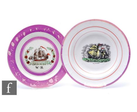An 18th Century Creamware Sunderland Lustre plate circa 1830, possibly by Cornfoot Colville &amp; Co, Low Light Pottery, Nort