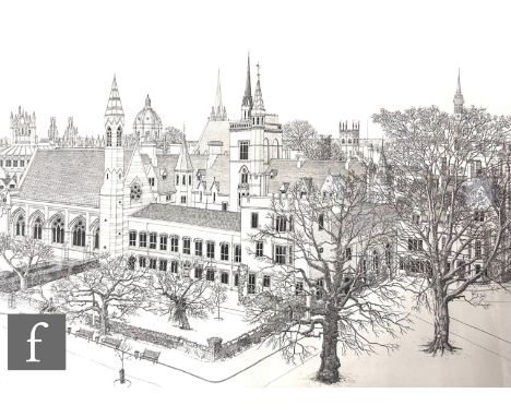 JOSEPH W. WINKELMAN (BORN 1941) - 'Balliol College', etching, signed and dated 1992 in pencil, numbered 195/250, framed, 38cm
