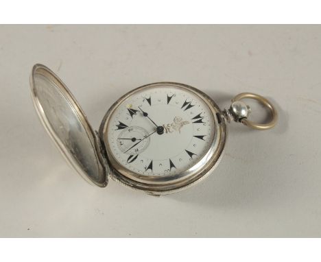 A 19TH CENTURY SWISS SILVER POCKET WATCH MADE FOR THE OTTOMAN TURKISH MARKET, bearing the tughra mark on the enamel and silve