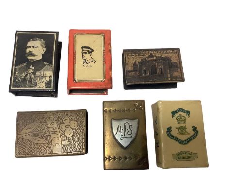 Six First World War Trench Art and other match box holders