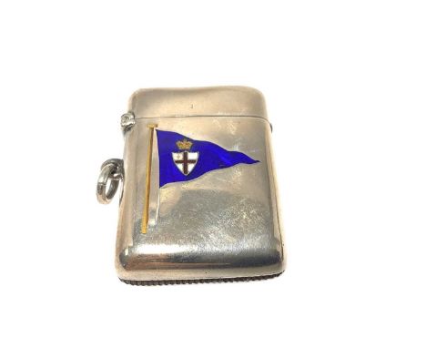 Victorian silver and enamel Royal London Yacht Sqadron Vesta case with enamelled pennant (London 1894) 50 x 36mm