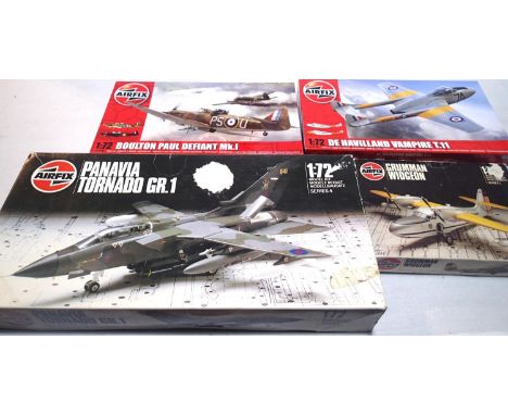 Four 1/72 scale Airfix Aircraft kits to include Panavia Tornado, Grumman Widgeon, De-Havilland Vampire, Boulton Paul Defiant,