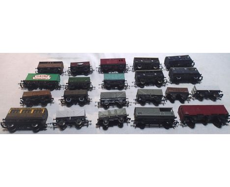 Twenty OO scale assorted wagons, various makes and types plus one four wheel coach, mostly good to very good condition, unbox