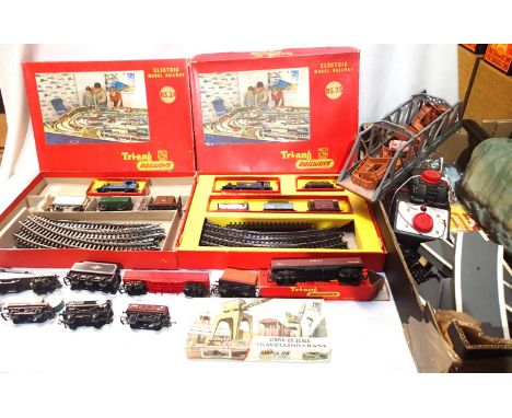 OO scale Triang railways, set RS24, 0.4.0 Connie and three wagons, set R225 Jinty and four wagons, plus track, transformer, p