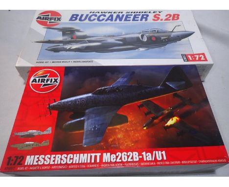 Two Airfix 1/72 scale Aircraft kits to include Hawker Siddeley Buccaneer, Messerschmitt ME262, both factor sealed. P&amp;P Gr