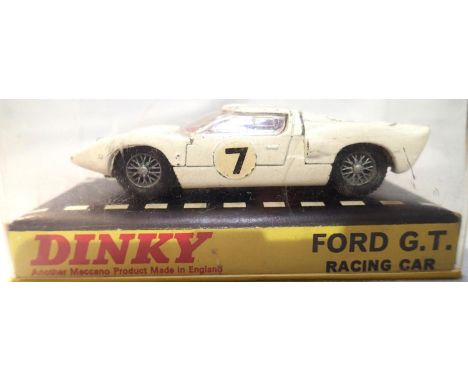 Dinky Toys 215, Ford GT, white no 7 in good condition, some cracking to box. P&amp;P Group 1 (£14+VAT for the first lot and £