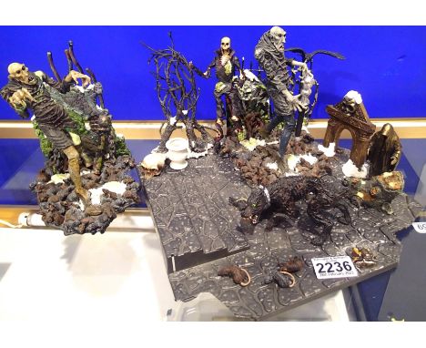 Mixed Skeleton figures and accessories on a large base, some damages. P&amp;P Group 3 (£25+VAT for the first lot and £5+VAT f