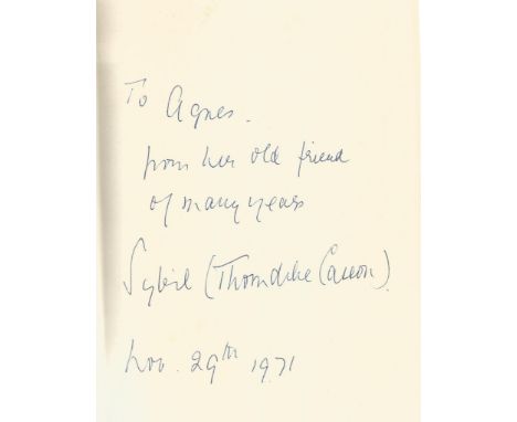 Dame Sybil Thorndike Casson signed hardback book by Elizabeth Spriggs. This item also includes a newspaper clipping of Dame S
