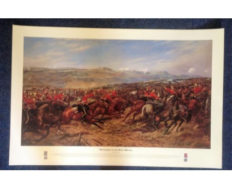 Historical print The Charge of the Heavy Brigade 25th October 1854 approx 34x25 by the artist G. D. Giles picturing historic 