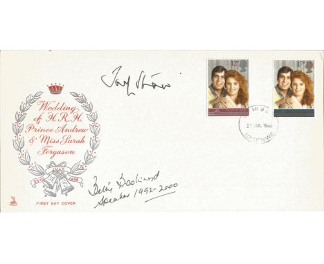 Jack Straw and Betty Boothroyd signed unflown FDC Wedding of H. R. H. Prince Andrew &amp; Miss Sarah Ferguson 23rd July 1986 