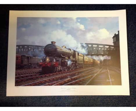 Railway Print 20x27 approx titled King George V Leaving Paddington limited edition 114/850 signed in pencil Barry G Price. Go