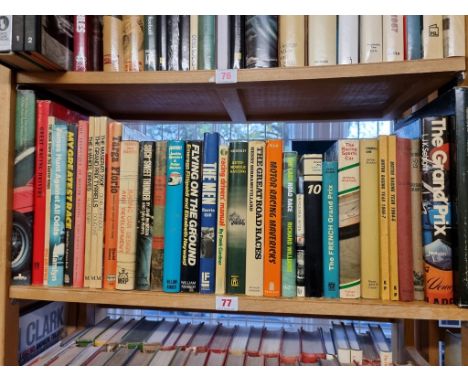 MOTOR-RACING: a quantity of books over one shelf. (Approx 39 vols) 