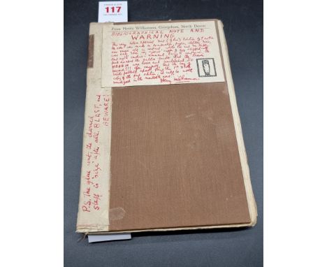 TARKA THE OTTER: AUTHOR'S SPECIAL COPY:&nbsp;the annotated first draft for the privately printed 1927 edition of Tarka the Ot