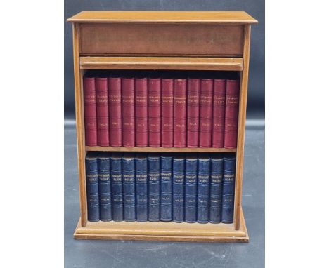 'MINIATURE LIBRARY OF THE POETS',&nbsp;a miniature bookcase with roll-up front panel, containing 12 vol set of Shakespeare in