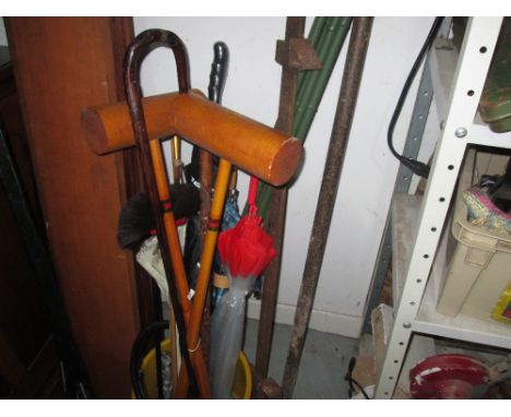Assorted tools, croquet mallet etc.