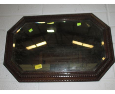 Vintage oak bobbin turned octagonal mirror