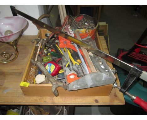 Box of assorted garage tools