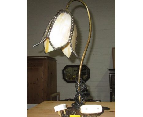 Vintage style slag glass shade table lamp