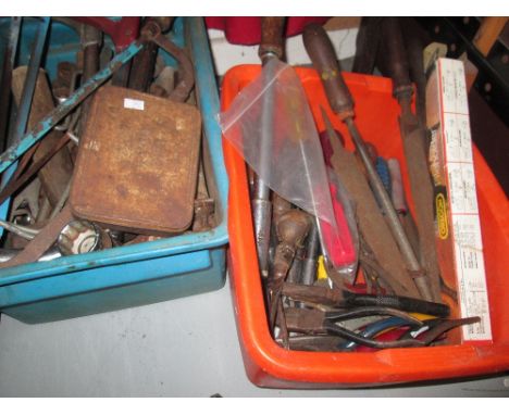 3 x boxes of assorted workshop and woodworking tools