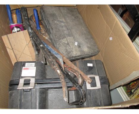 Box of assorted garage tools