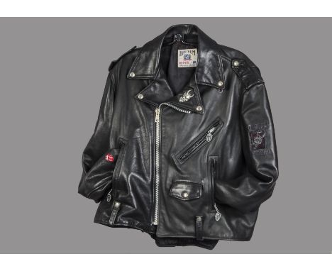 Rolling Stones: Official 'Voodoo Lounge' tour leather jacket with embroidered devilman logo and "Stones 94/95" above "Voodoo 