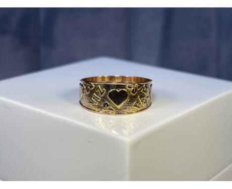 Vintage 9ct Mizpah Ring - Weighing 2.45 grams - Size P