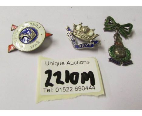 2 Royal Navy and a Royal Marines silver and enamel badges.