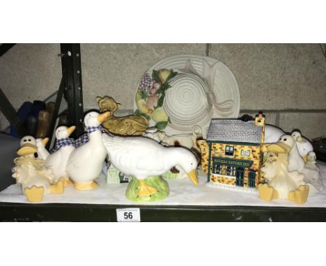 A Goebel cow creamer etc including duck ornaments etc.