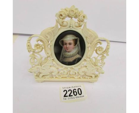 A 19th century ivory framed miniature portrait.