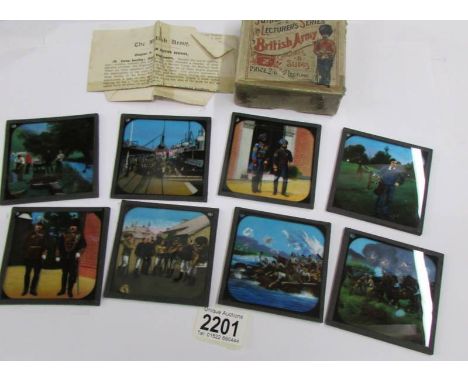 A set of 8 coloured magic lantern slides 'British Army'.