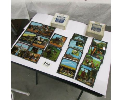 2 seta of coloured magic lantern slides, Our Colonies, India and Australia.