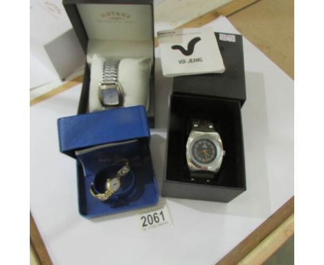 2 boxed Rotary wrist watches - Ladies 10863 and Men's 10394 together with a Voi Jeans wrist watch 935/2292 021919.