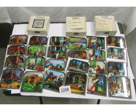 A complete set of coloured magic lantern slides being Peter Pan in 3 Chapters.