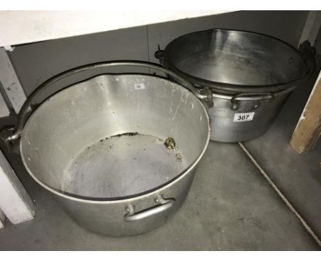 2 vintage aluminium jam pans