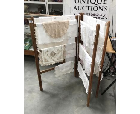 2 vintage folding wooden clothes horses