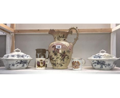 A vintage jug, 2 tureens etc.