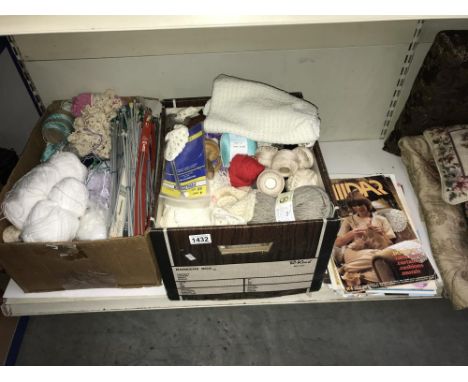 A quantity of vintage knitting patterns and 2 boxed of wool
