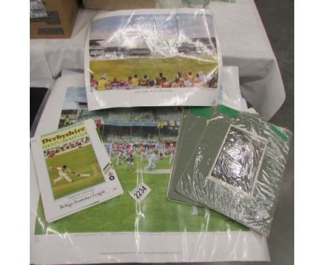 4 Derbyshire club programmes, 4 first edition photoprints 'Cricketers' and 2 limited edition prints England V West Indies and