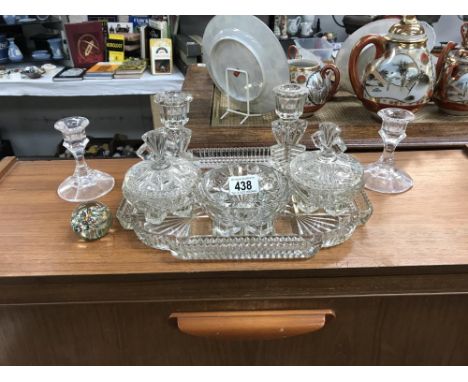 An art deco glass trinket set