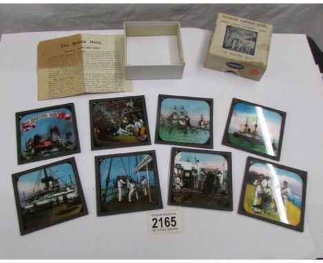 A set of coloured magic lantern slides entitled The British Navy.