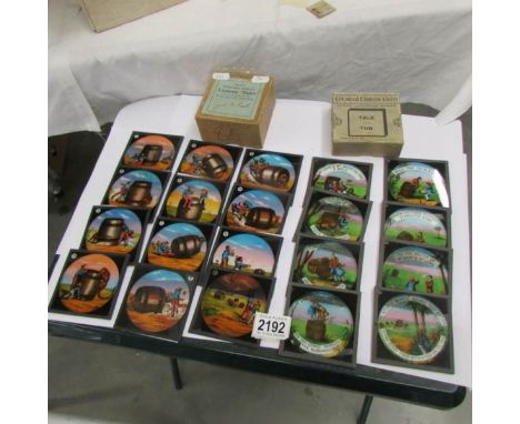 2 sets of coloured magic lantern slides entitled Tale of a Tub and Tiger and Tub.