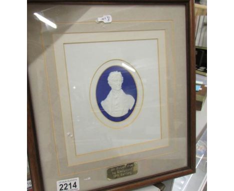 A framed and glazed Wedgwood plaque of Sir Robert Peel, 2nd Bt. (Prime Minister 1834-35, 1841-46) by Reilly and Savage after 