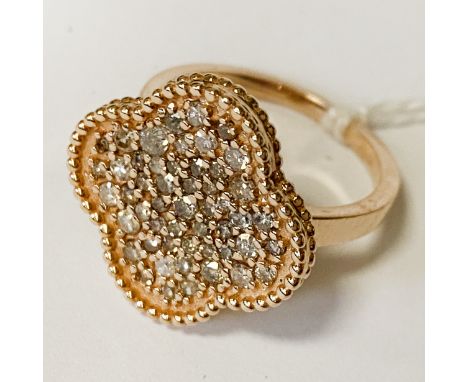14CT DIAMOND CLOVER LEAF DESIGN RING SIZE M