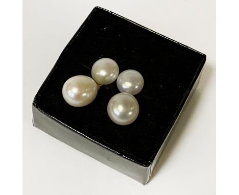 9CT DOUBLE PEARL DROP STUD EARRINGS