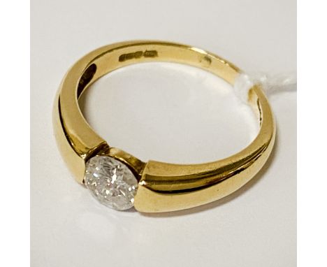 18CT GOLD APPROX 0.5 CARAT DIAMOND RING - SIZE L - 3.3 GRAMS APPROX