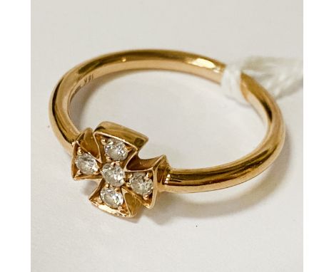 18CT GOLD DIAMOND CROSS RING - SIZE M/N - 3 GRAMS APPROX