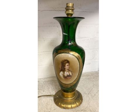 HAND PAINTED BOHEMIAN GLASS LAMP - 38 CMS (H) APPROX