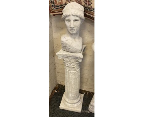 APOLLO BUST ON COLUMN - GARDEN STATUE