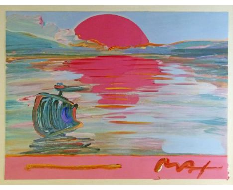 Peter Max (American b.1937) - Mixed Media - Acrylic and colour lithograph - American 500 Sunset, signed in acrylic, 48cm x 63