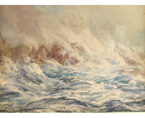 William John Caparne - Matched pair of watercolours - A Dusky Coastal View and A Stormy Seascape, each signed, framed and gla
